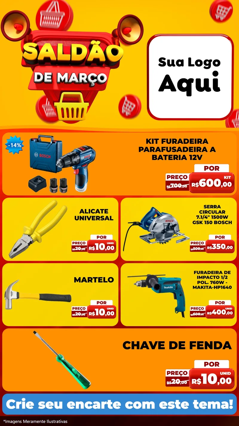 Modelo de TV para TV Vertical com o tema Saldão de Março para Maquinas e Ferramentas