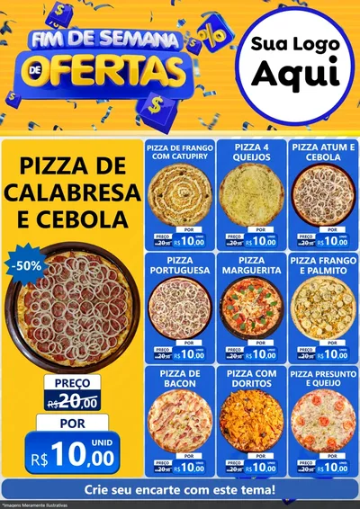 Modelo de Encarte para Encarte A4 Vertical com o tema Fim de Semana de Ofertas para Pizzaria
