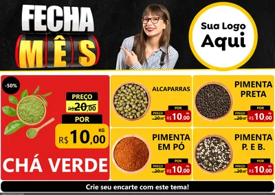 Modelo de Encarte para Encarte A4 Horizontal com o tema Fecha Mês para Produtos Naturais