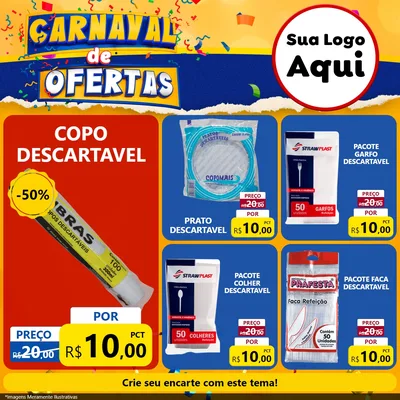 Modelo de Rede Social para Feed Facebook com o tema Carnaval de Ofertas para Embalagens