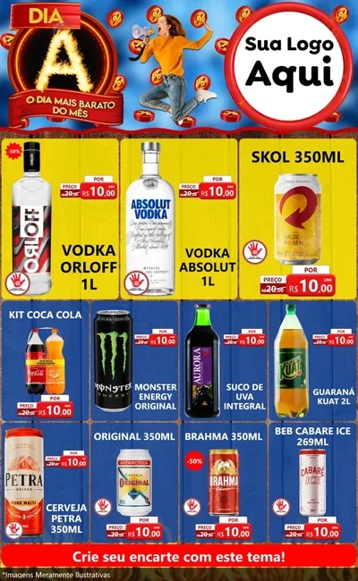Modelo de Encarte para Encarte Grande com o tema Dia A - O Dia Mais Barato Do Mês para Distribuidora de bebidas