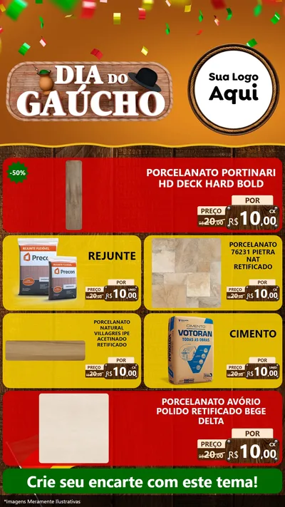 Modelo de TV para TV Vertical com o tema Dia do Gaúcho para Pisos e revestimentos