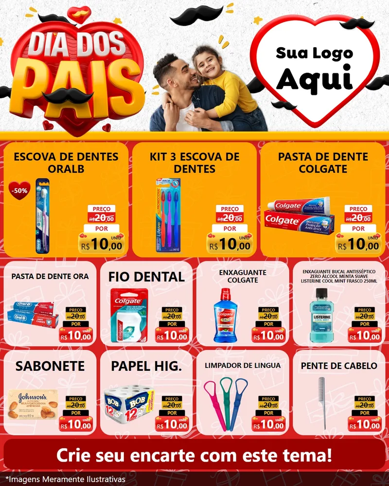 Modelo de Rede Social para Feed Instagram com o tema Dia dos Pais para Higiene Pessoal