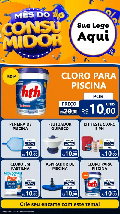 Modelo de Rede Social para Stories com o tema Mês do Consumidor para Produtos para Piscina