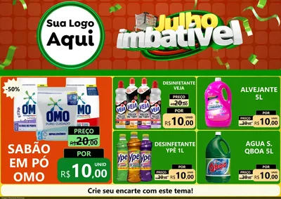 Modelo de Encarte para Encarte A4 Horizontal com o tema Julho Imbatível para Produtos de Limpeza