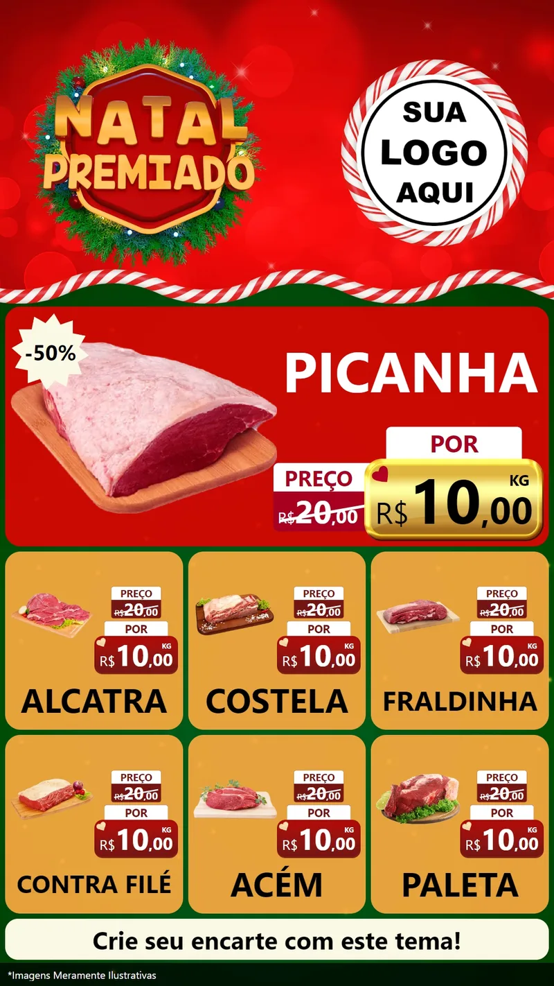 Modelo de Rede Social para Stories com o tema Natal Premiado para Açougue