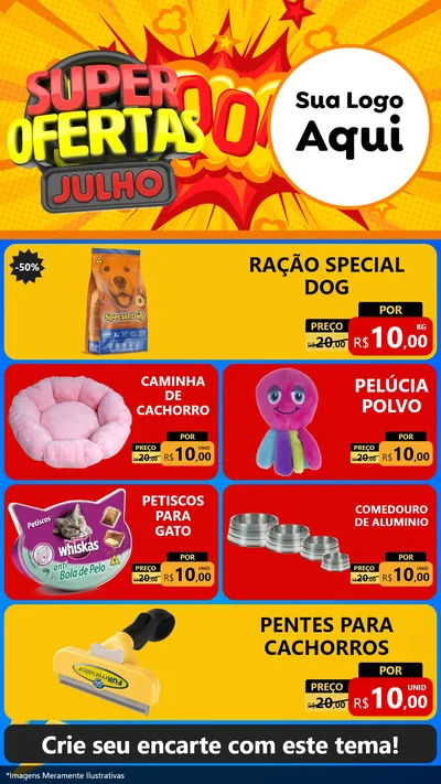 Modelo de TV para TV Vertical com o tema Super Ofertas Julho para Pet Shop