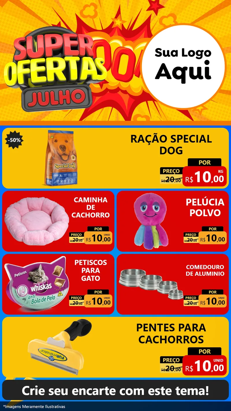 Modelo de TV para TV Vertical com o tema Super Ofertas Julho para Pet Shop
