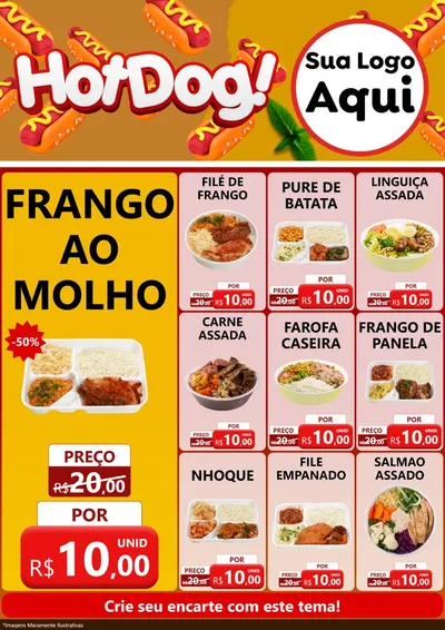 Modelo de Encarte para Encarte A4 Vertical com o tema Hot Dog para Restaurante