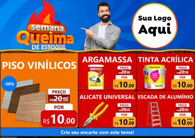 Modelo de Encarte para Encarte A4 Horizontal com o tema Semana Queima de Estoque para Material para Construção