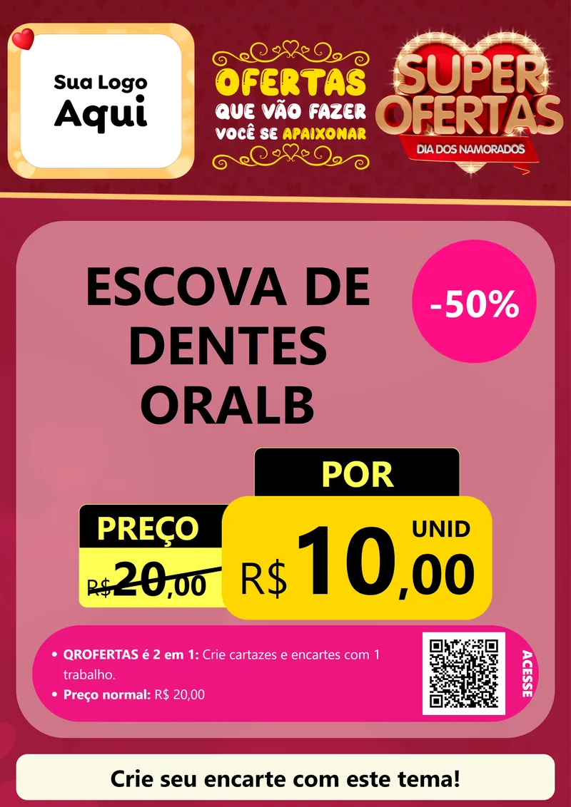 Modelo de Cartaz para Cartaz A4 Vertical com o tema Dia dos Namorados para Higiene Pessoal