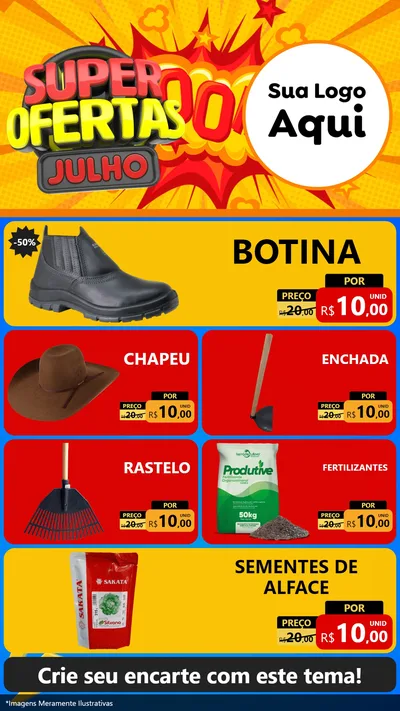 Modelo de TV para TV Vertical com o tema Super Ofertas Julho para Agropecuária