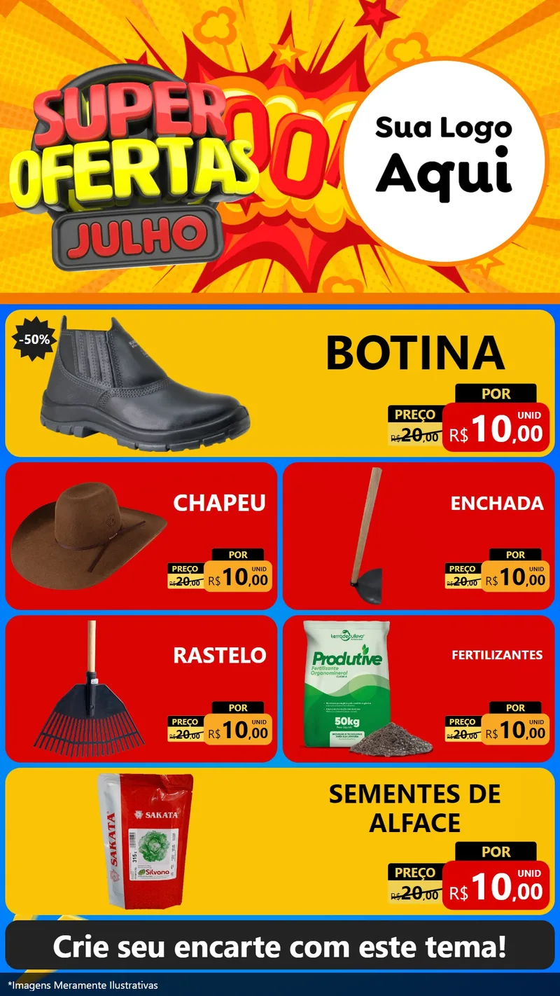 Modelo de TV para TV Vertical com o tema Super Ofertas Julho para Agropecuária