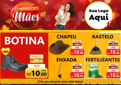 Modelo de Encarte para Encarte A4 Horizontal com o tema Semana das Mães para Agropecuária