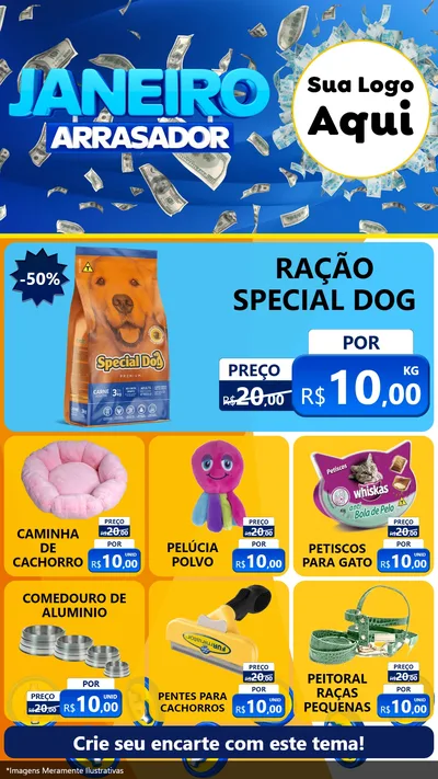 Modelo de Rede Social para Stories com o tema Janeiro Arrasador para Pet Shop