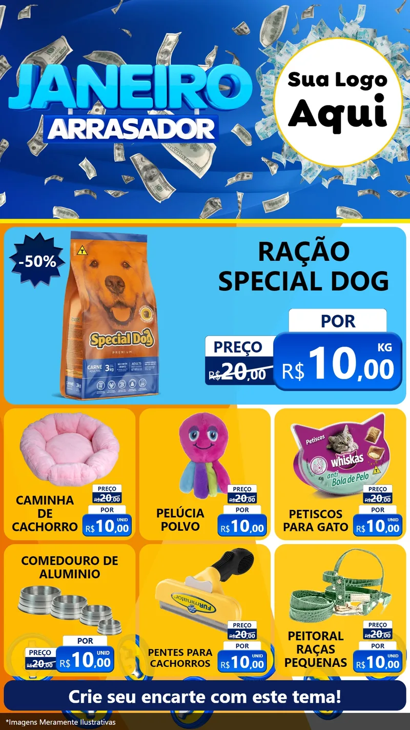 Modelo de Rede Social para Stories com o tema Janeiro Arrasador para Pet Shop