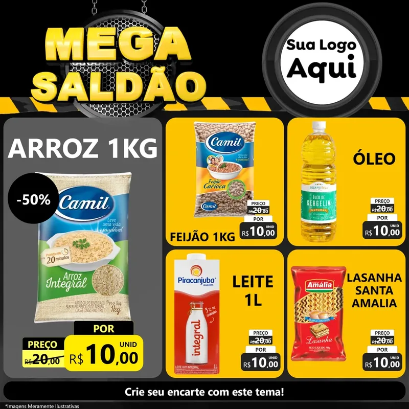 Modelo de Rede Social para Feed Facebook com o tema Mega Saldão para Supermercado