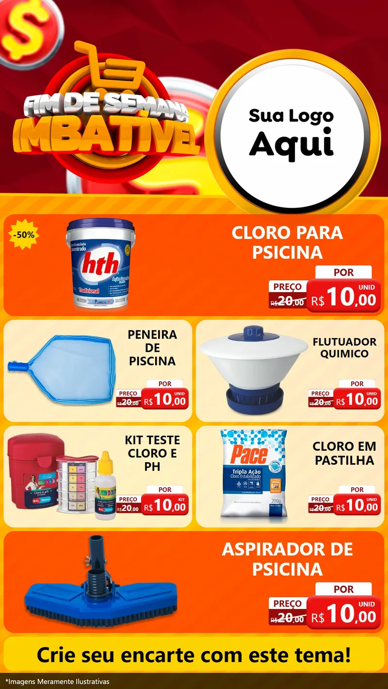 Modelo de TV para TV Vertical com o tema Fim de Semana Imbatível para Produtos para Piscina