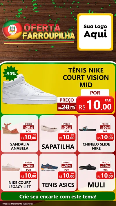 Modelo de Rede Social para Stories com o tema Oferta Farroupilha para Calçados