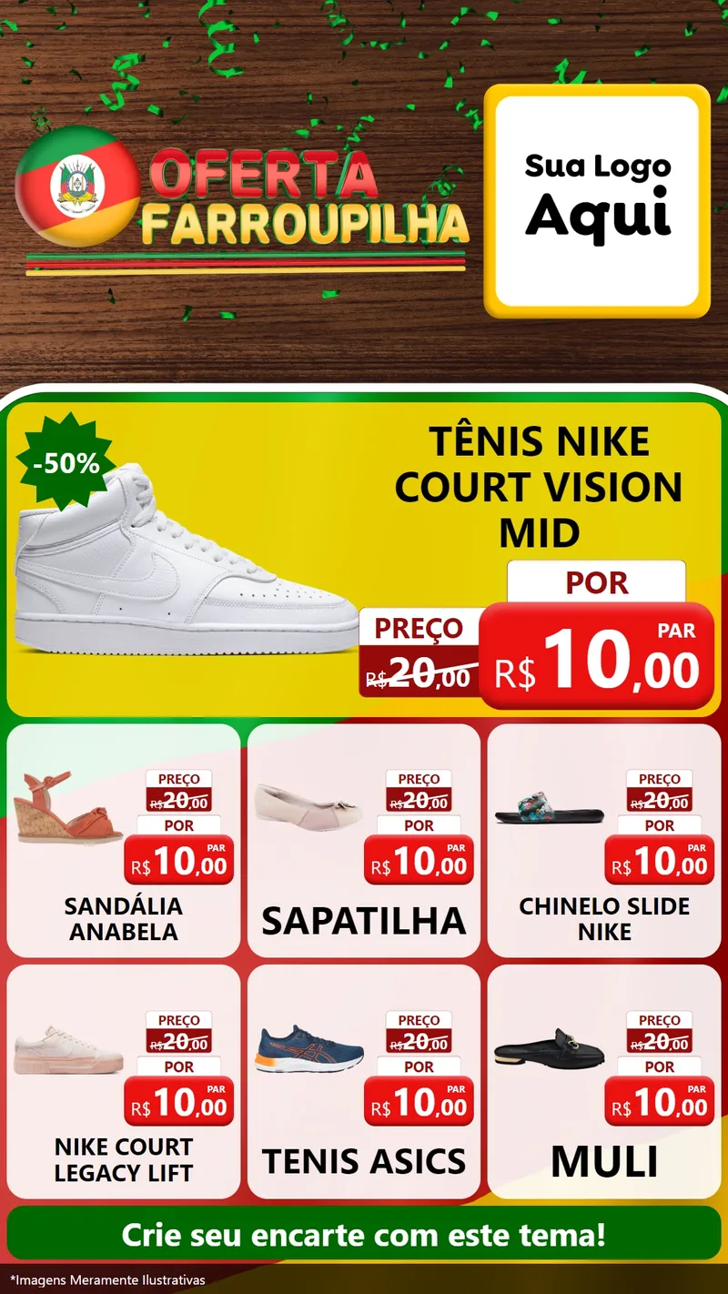 Modelo de Rede Social para Stories com o tema Oferta Farroupilha para Calçados