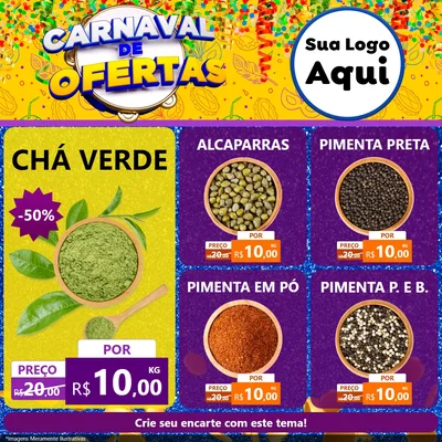 Modelo de Rede Social para Feed Facebook com o tema Carnaval de Ofertas para Produtos Naturais