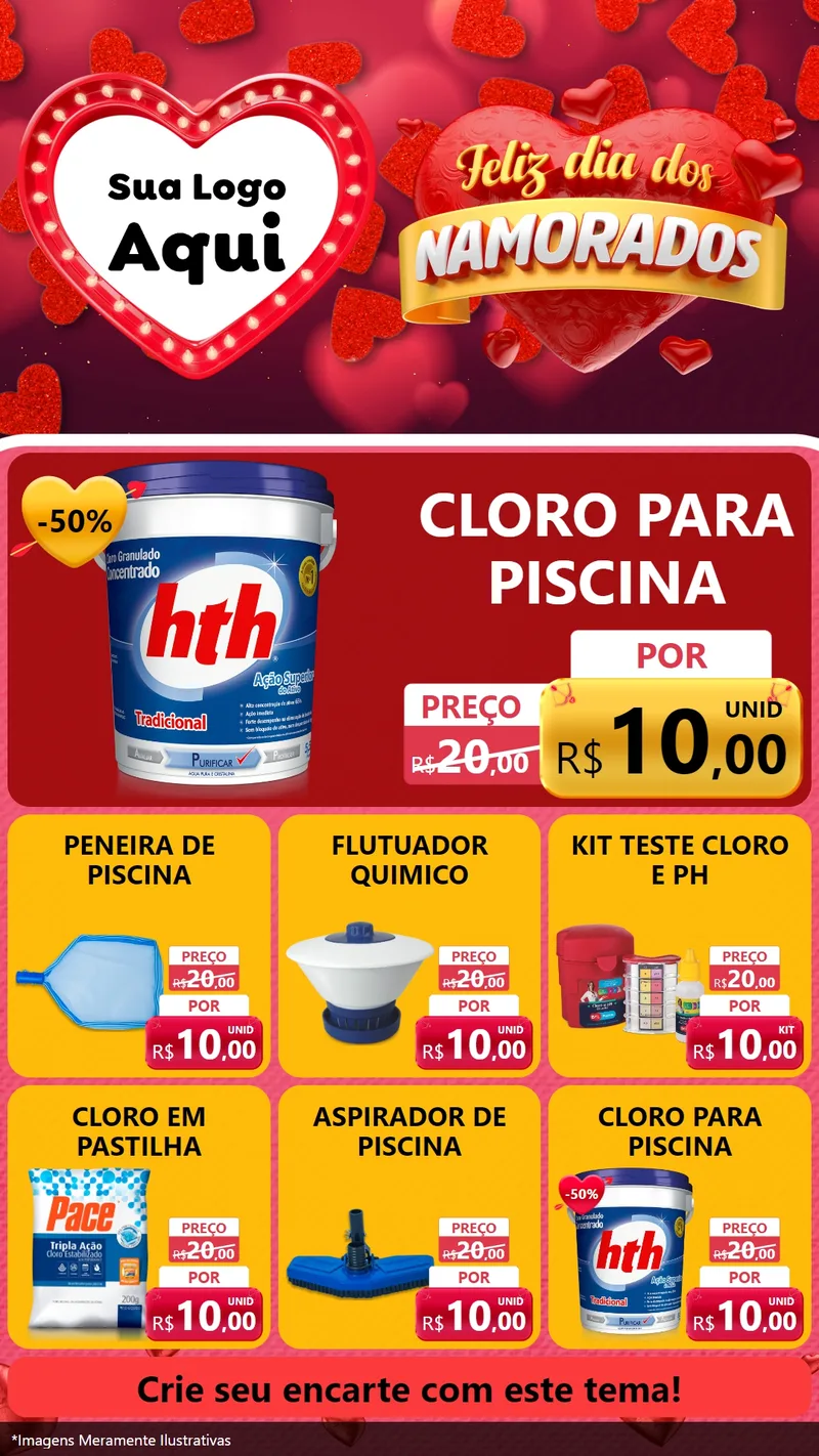 Modelo de Rede Social para Stories com o tema Feliz Dia Dos Namorados para Produtos para Piscina