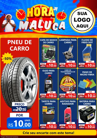 Modelo de Encarte para Encarte A4 Vertical com o tema Hora Maluca para Auto peças