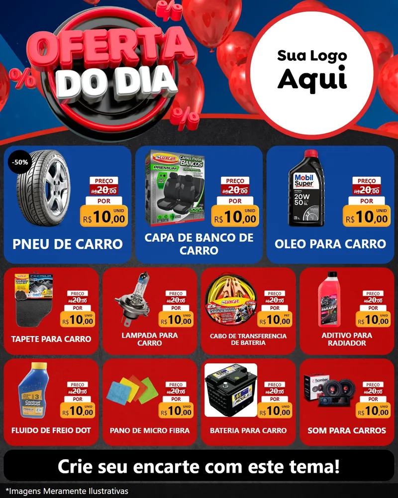 Modelo de Rede Social para Feed Instagram com o tema Oferta do Dia para Auto peças