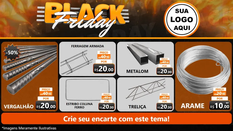 Modelo de TV para TV Horizontal com o tema Black Friday para Ferragens