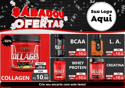 Modelo de Encarte para Encarte A4 Horizontal com o tema Sabadou de Ofertas para Suplementos alimentares