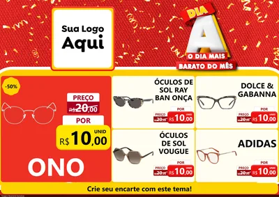 Modelo de Encarte para Encarte A4 Horizontal com o tema Dia A o Dia Mais Barato do Mês para Óticas