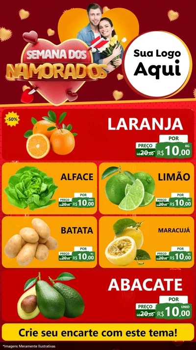 Modelo de TV para TV Vertical com o tema Semana dos Namorados para Hortifrúti
