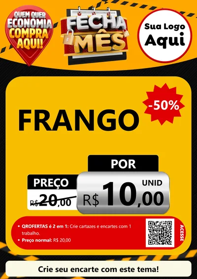 Modelo de Cartaz para Cartaz A4 Vertical com o tema Fecha Mês para Assados