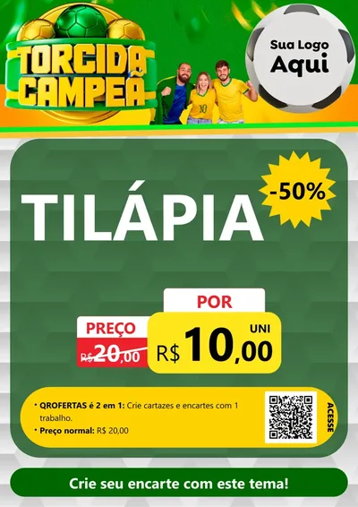 Modelo de Cartaz para Cartaz A4 Vertical com o tema Torcida Campeã - Copa para Peixaria
