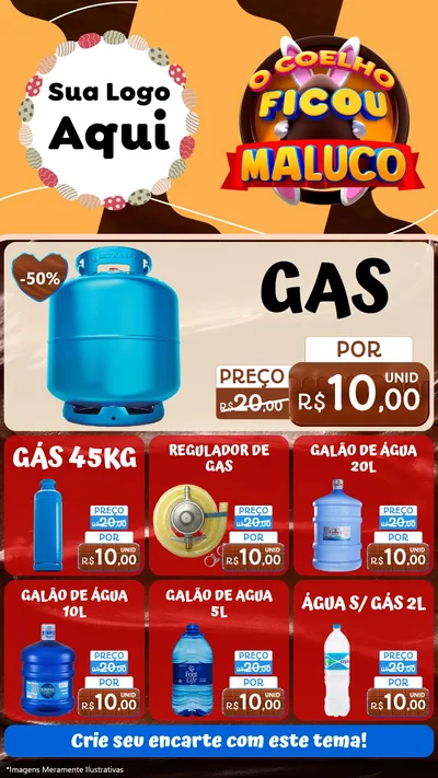 Modelo de Rede Social para Stories com o tema O Coelho Ficou Maluco - Páscoa para Água e gás