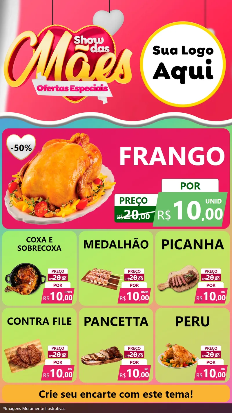 Modelo de Rede Social para Stories com o tema Show das Mães - Ofertas Especiais para Assados