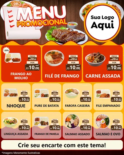 Modelo de Rede Social para Feed Instagram com o tema Menu Promocional para Restaurante