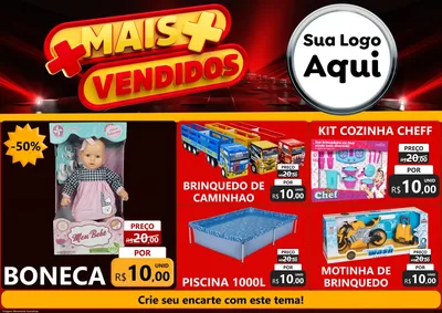 Modelo de Encarte para Encarte A4 Horizontal com o tema Mais Vendidos para Brinquedos