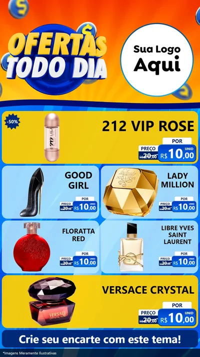 Modelo de TV para TV Vertical com o tema Ofertas Todo Dia para Perfumes