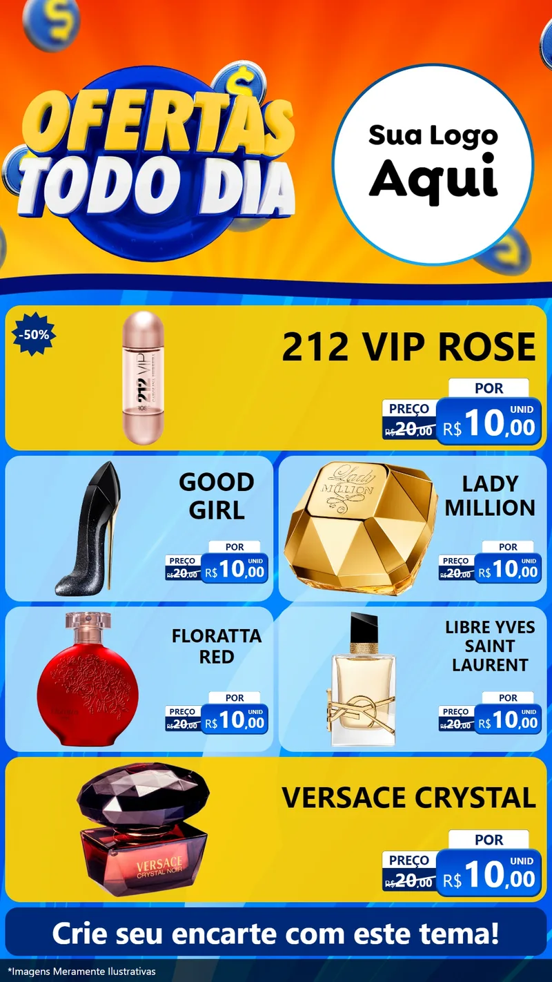 Modelo de TV para TV Vertical com o tema Ofertas Todo Dia para Perfumes