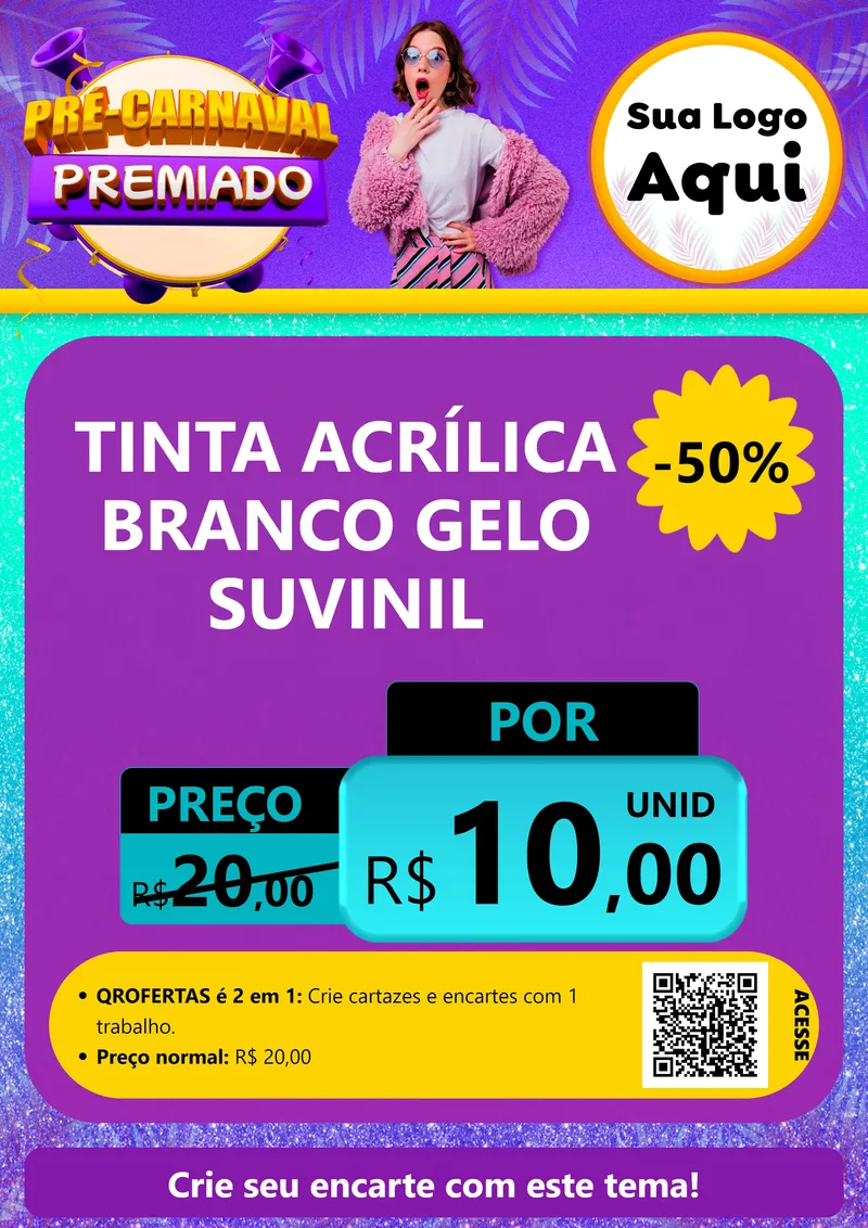 Modelo de Cartaz para Cartaz A4 Vertical com o tema Pré-Carnaval Premiado para Tintas e Ferramentas