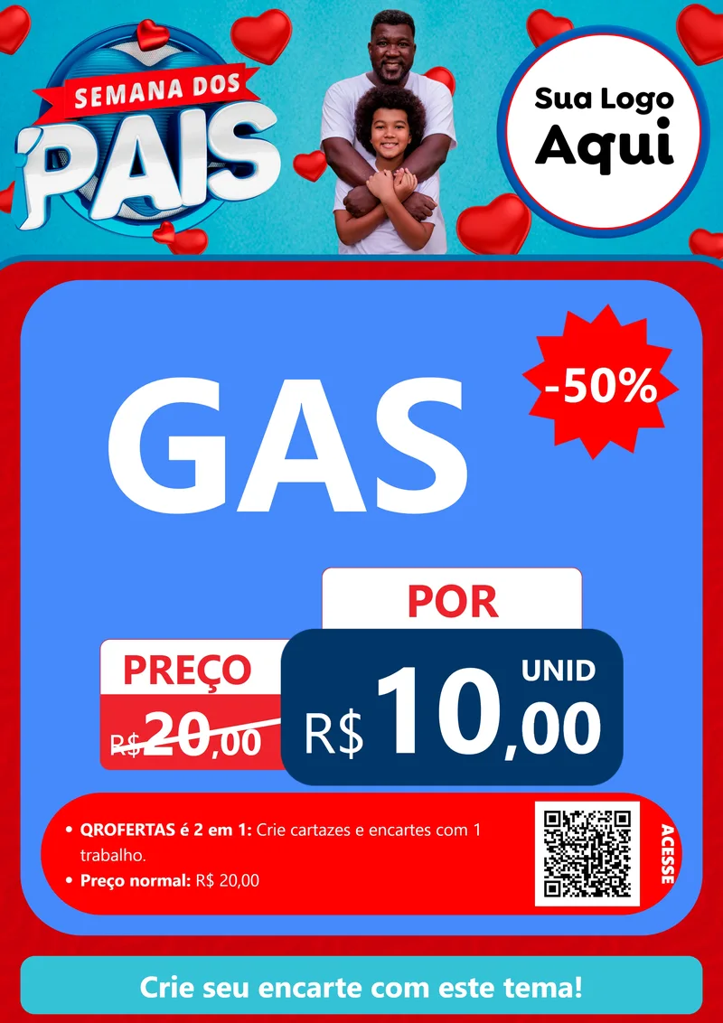 Modelo de Cartaz para Cartaz A4 Vertical com o tema Semana Dos Pais para Água e gás