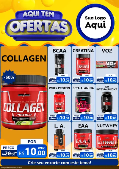 Modelo de Encarte para Encarte A4 Vertical com o tema Aqui Tem Ofertas para Suplementos alimentares