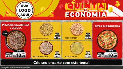 Modelo de TV para TV Horizontal com o tema Quinta da Economia para Pizzaria