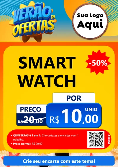 Modelo de Cartaz para Cartaz A4 Vertical com o tema Verão de Ofertas para Informática