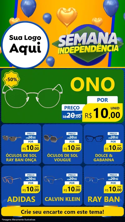 Modelo de Rede Social para Stories com o tema Semana da Independência para Óticas
