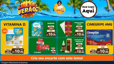 Modelo de TV para TV Horizontal com o tema Saldão de Verão para Farmácia