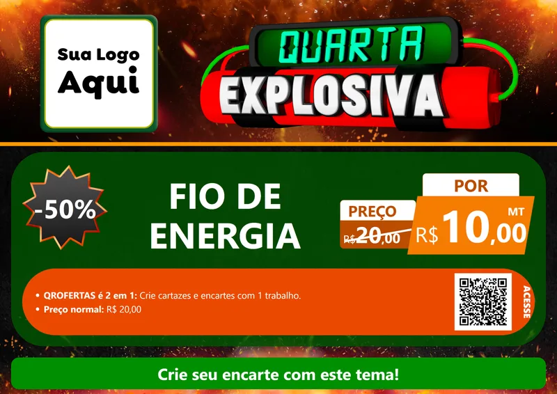 Modelo de Cartaz para Cartaz A4 Horizontal com o tema Quarta Explosiva para Materiais Elétricos