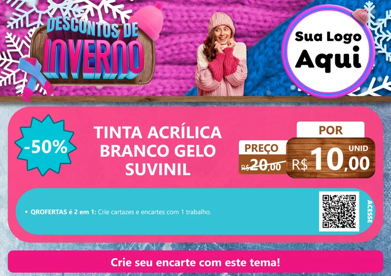 Modelo de Cartaz para Cartaz A4 Horizontal com o tema Descontos de Inverno para Tintas e Ferramentas