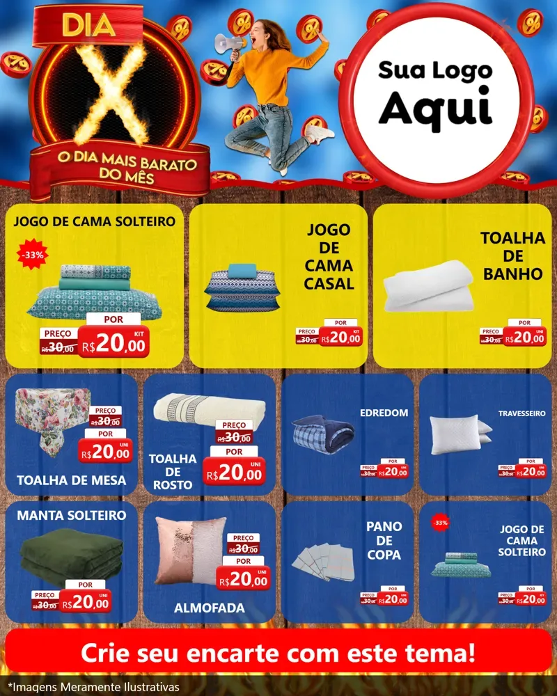 Modelo de Rede Social para Feed Instagram com o tema Dia X - O Dia Mais Barato Do Mês para Cama, Mesa e Banho